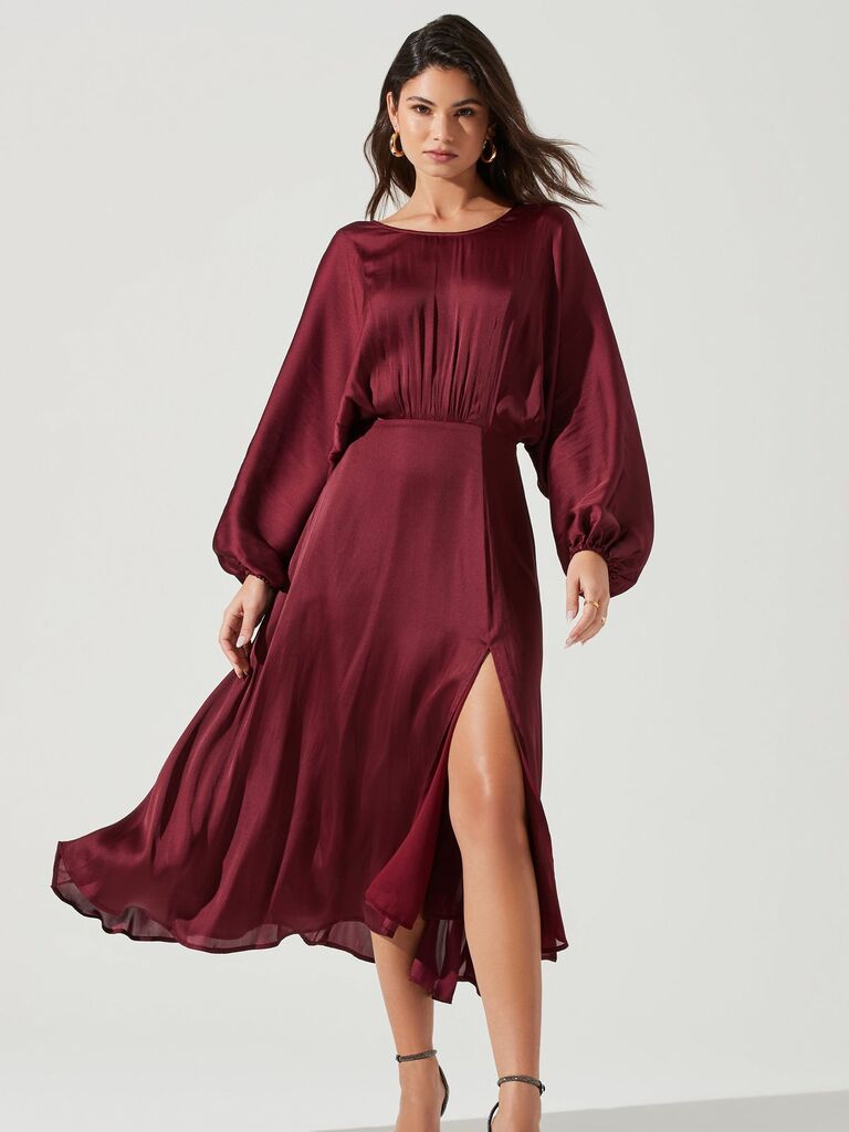 Wine wedding guest cocktail dress from ASTR The Label