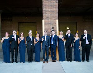 Elegant Navy Wedding Party with Whimsical Photo Booth Props