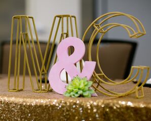 Gold Wire "M & C" Sweetheart Table Accent