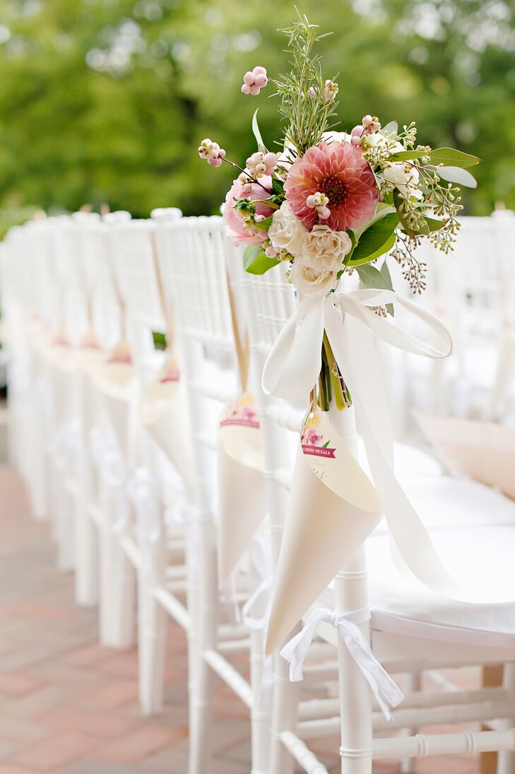 Classic Chiavari Chairs with Pink Dahlia Decoration