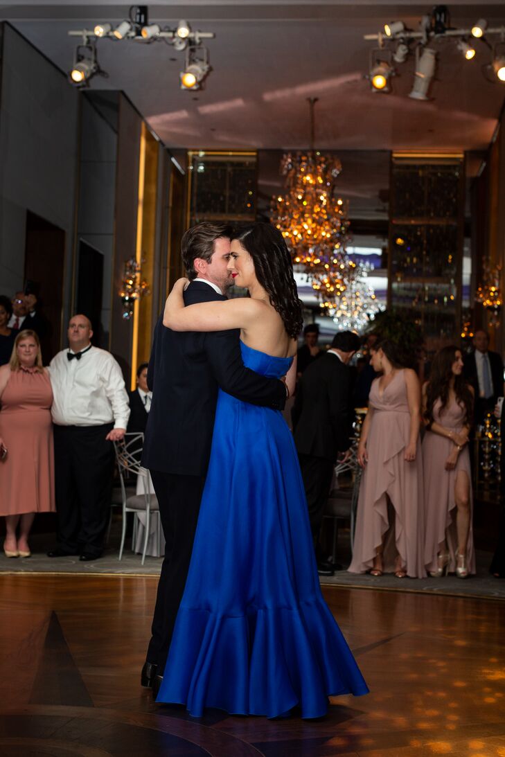 Strapless Royal-Blue Wedding Dress