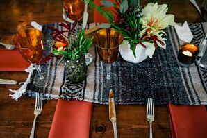 Bohemian Reception Tablescape on Yoga Blanket