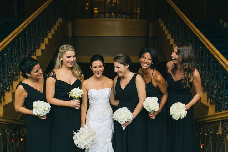 Long Mismatched Black Bridesmaid Dresses