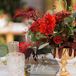 Modern Geometric Table Number and Red Floral Centerpiece