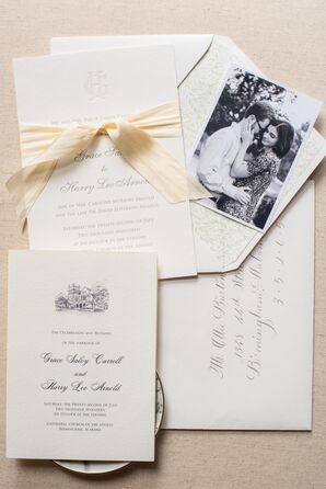 Formal Script Invitations with Custom Illustration