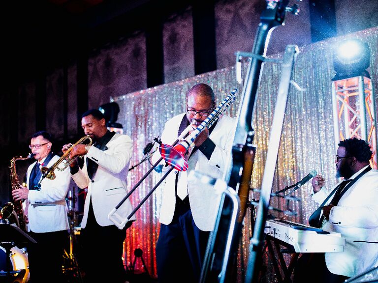 Live jazz band performing at wedding reception
