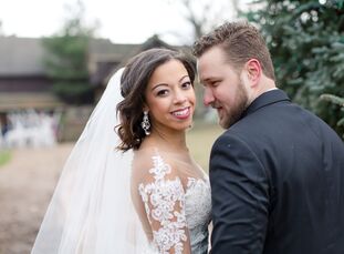 With a winter romance theme in mind, Caitlyn Omensetter (28 and a nanny) and Jonathan Pfeifer (28 and a truck manufacturer) filled their colonial-styl