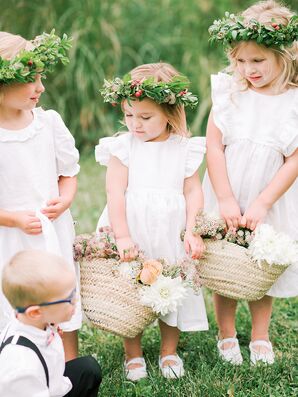 Flower Girls with Baskets and Flower Crowns