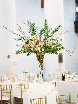 Loose Asymmetric Cherry Blossom Centerpiece