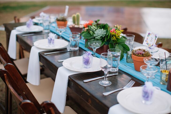 Rustic Place Settings with Succulent Centerpieces