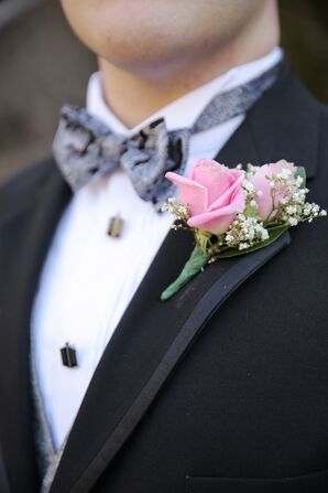 Pink Rose and Baby's Breath Boutonniere