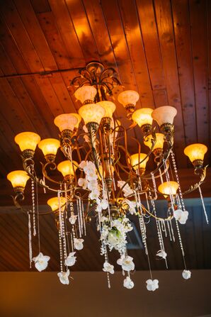 Orchid and Pearl Chandelier Decor