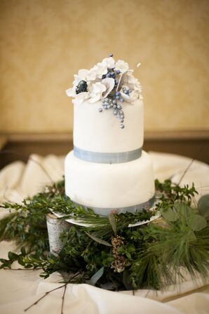 Silvery Blue and White Winter Wedding Cake