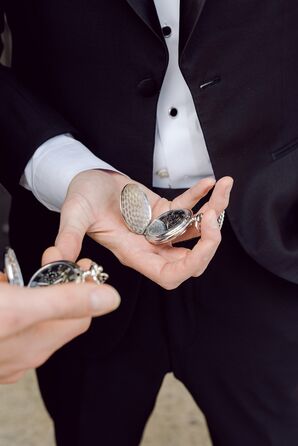 Groomsmen Holding Pocket Watches