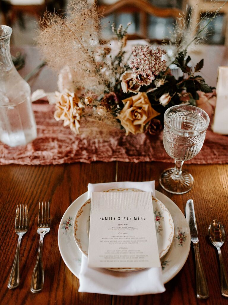 70s themed wedding mauve and mustard color palette