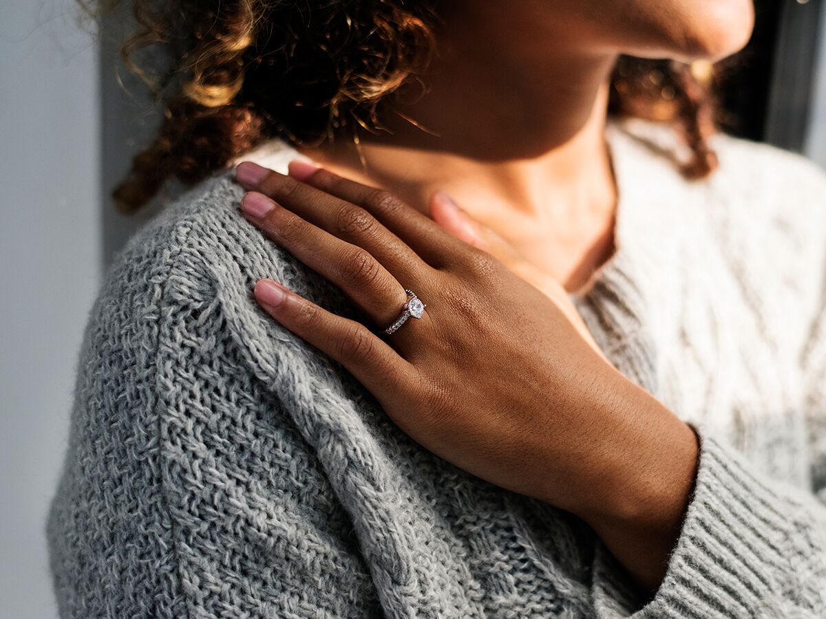 woman wearing engagement ring