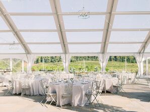 Tented Wedding Reception With Neutral Decor at Market at Grelen in Somerset, Virginia