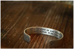 Engraved Silver Thick Bridal Bracelet