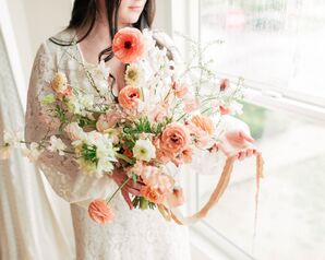 Peach-Hued Bouquet for Wedding at Elysian in Los Angeles