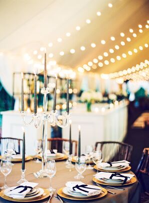 Earthy-Green Taper Candles in Acrylic Candelabra
