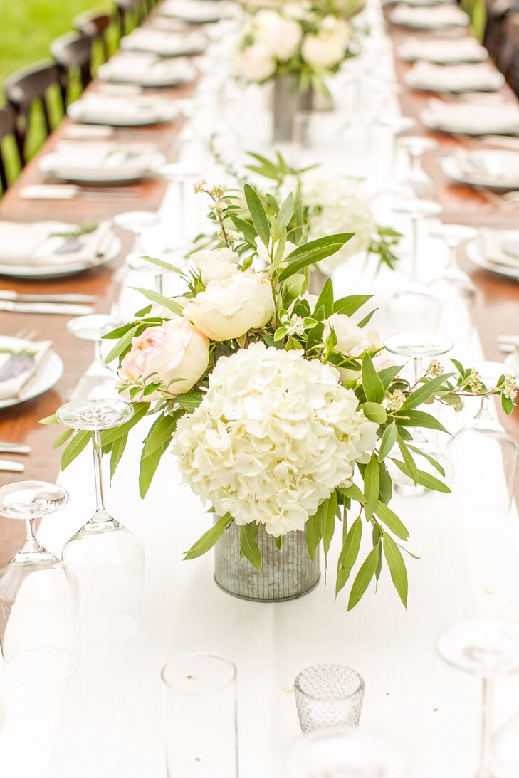 Lush White Hydrangea Centerpieces