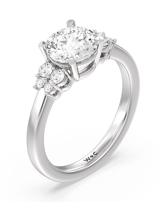 With Clarity Classic Cushion, Round Cut Engagement Ring - 2