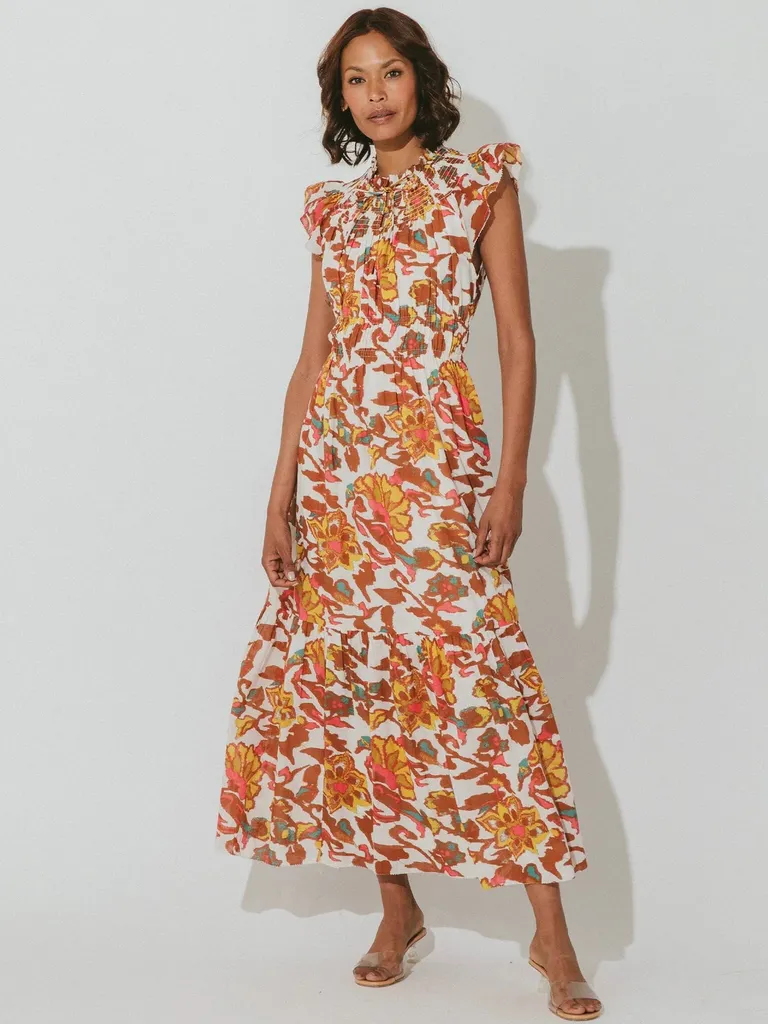 Orange floral maxi dress for grandmother of the groom