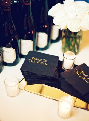Customized Black-and-Gold Cocktail Napkins