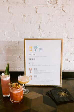 Signature Cocktails and Modern Bar Menu Sign
