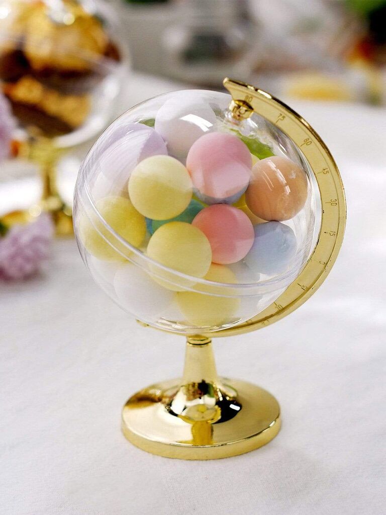 Clear mini 'globe' candy holder with gold stand