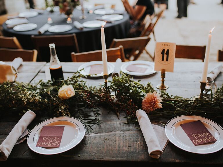 Fall wedding ideas greenery centerpiece