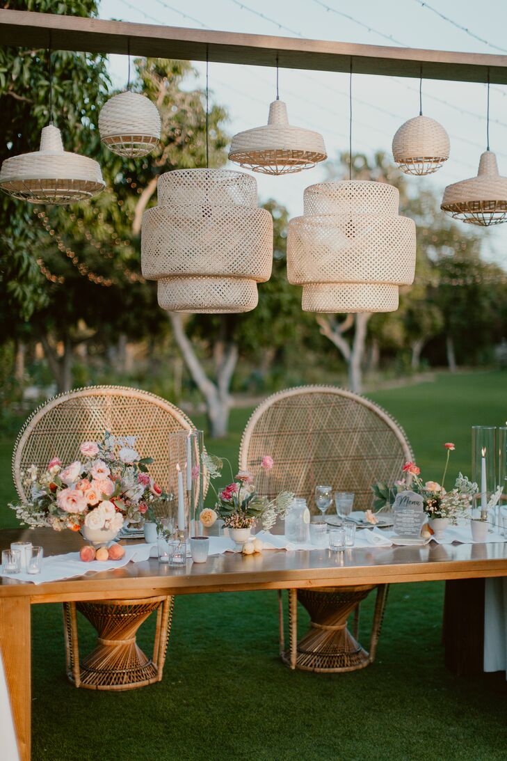 Modern Sweetheart Table with Hanging Lanterns