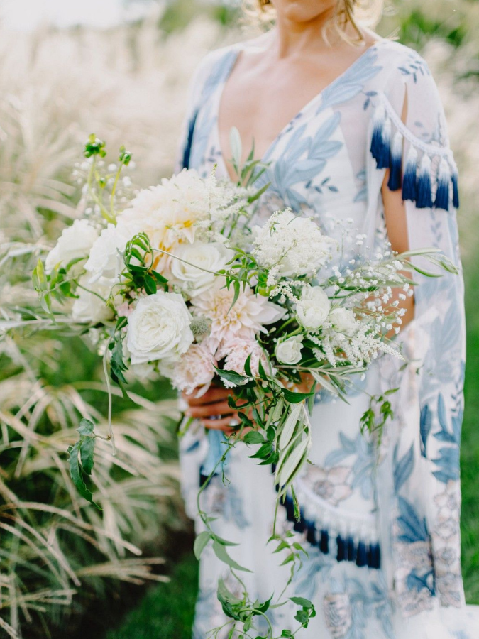Boho white-and-green bouquet