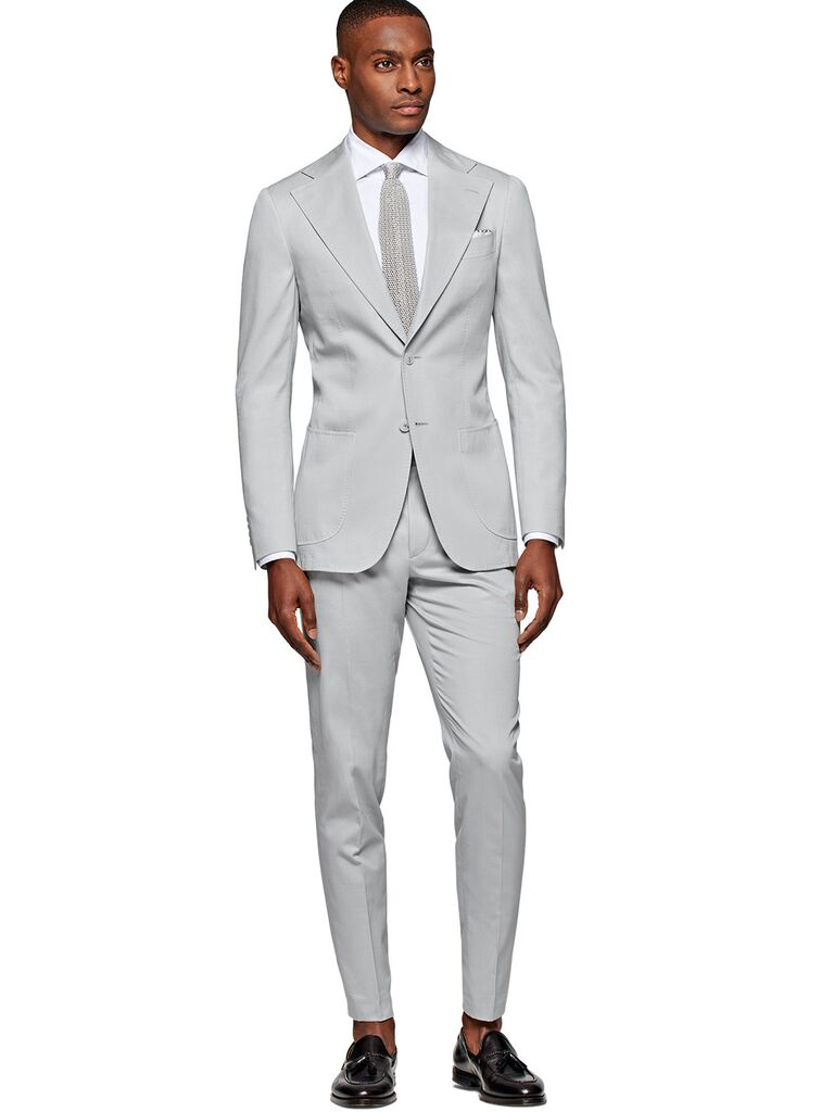 suitsupply light gray cashmere-cotton blend suit