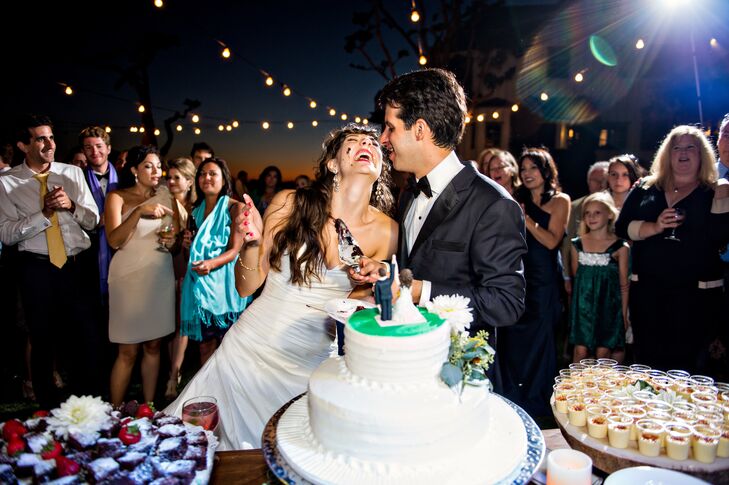 Bride and Groom Cut the Cake