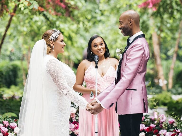glam wedding ceremony with simple marriage vows