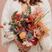 Colorful Bohemian Dried Bouquet of Coral, Blue, Pink, Orange and Red Flowers