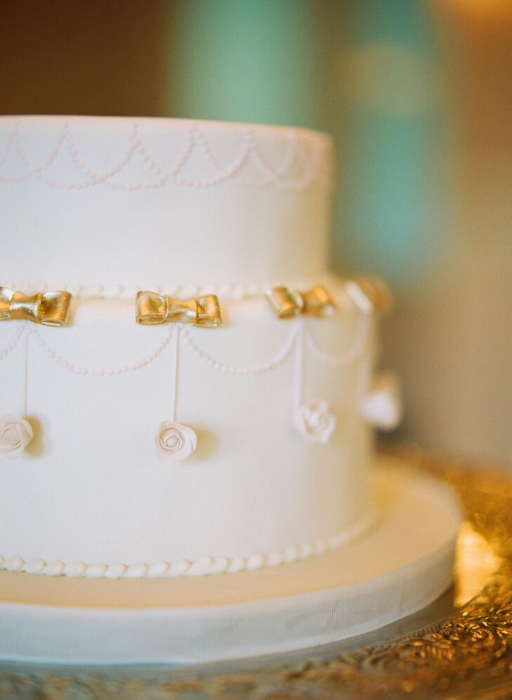 White and Gold Wedding Cake