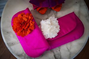 Pink and White or Orange Bridesmaid Clutches