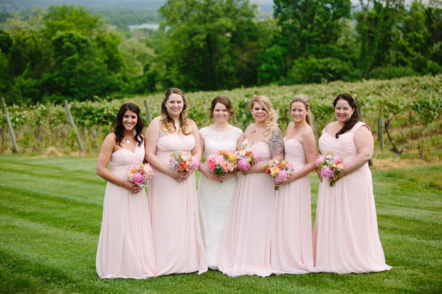 Petal Pink and Mint Bridesmaid Dresses