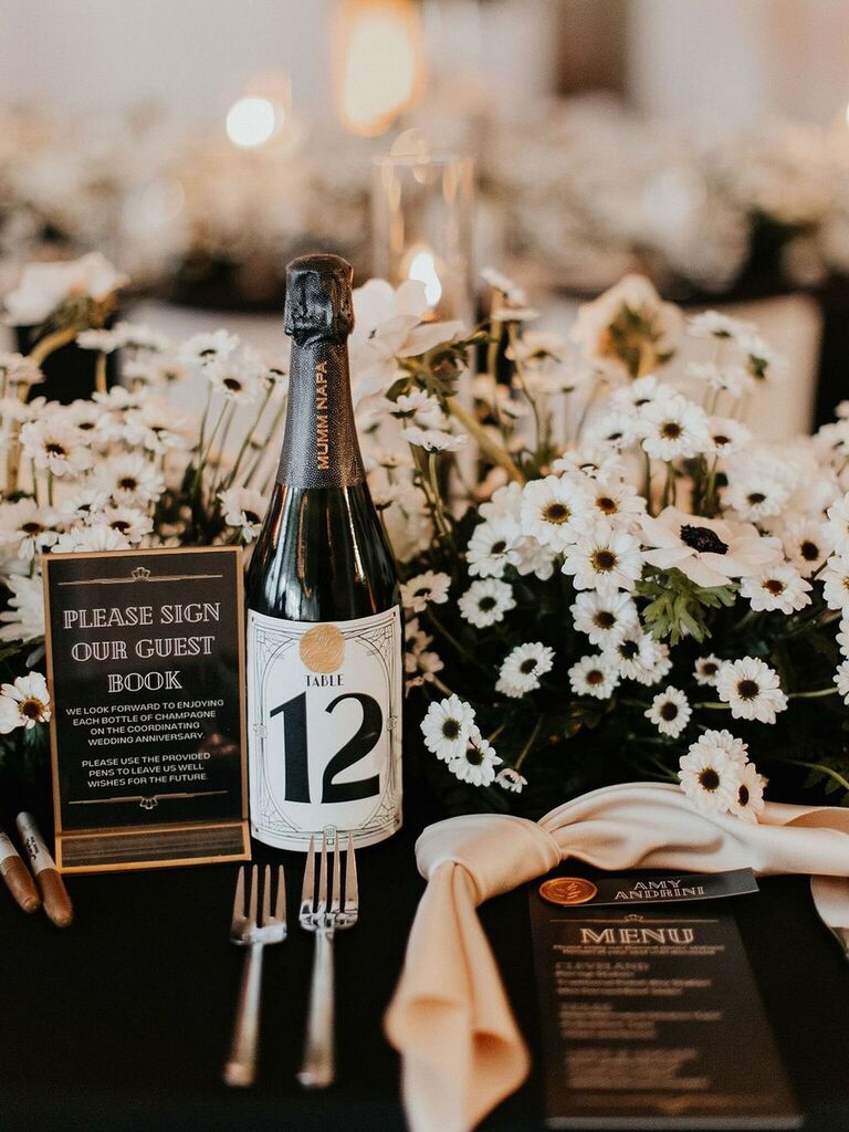 A champagne wedding guest book for your vineyard wedding