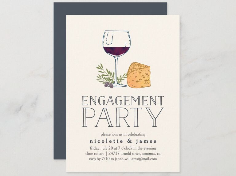 Wine and cheese engagement party invitation