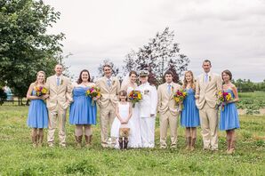 Tan and Blue Wedding Party