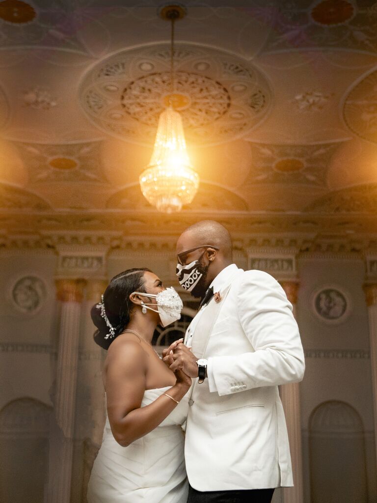couple with face masks