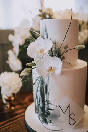Modern Tiered Fondant Wedding Cake with Orchids