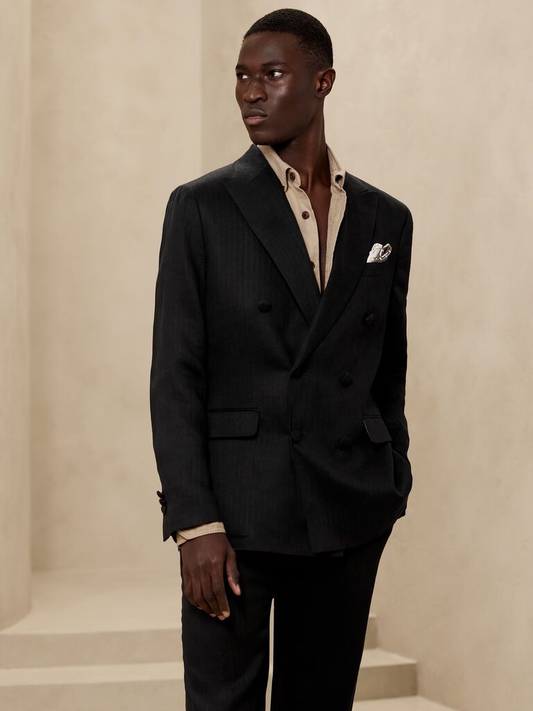 Double-breasted 70s suit from Banana Republic. 