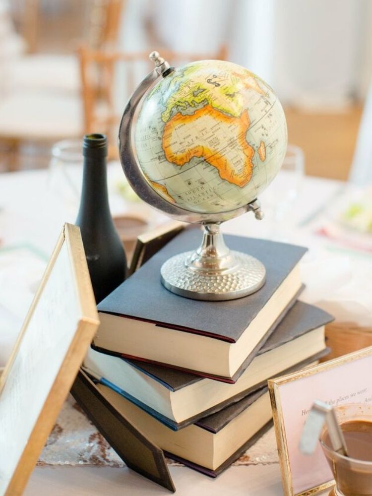 DIY globe and book centerpiece