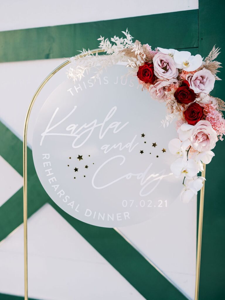 acrylic rehearsal dinner welcome sign