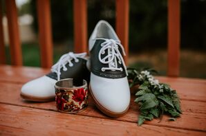 Vintage Saddle Shoes with Floral Cuff Bracelet