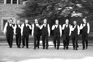 Groomsmen in Classic Black Tuxedos with Bow Ties